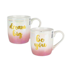 Mug Daily Gold Print with Pearl 360ml Assorted