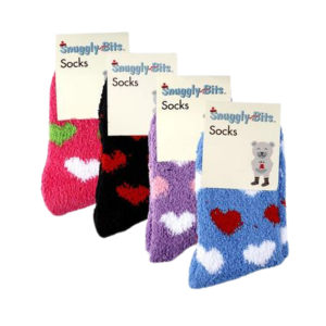 Ladies Fluffy Winter Socks with Heart Designs