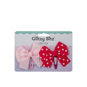 Hair Clips 2Pc Bows 5Cm Snap On