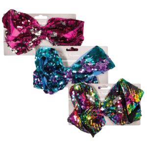 Hair Bow Oversize Asstd Sequins 22Cm