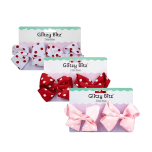 Hair Bow Polka Dot 2Pc Asstd