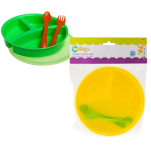 Cooey Feeding Plate Plastic 3 Div W Cutlery