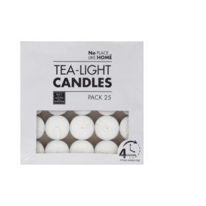 Candle tea-light white 3.5cm box-25