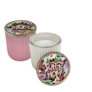 Candle in glass mom carved lid 9.9.4cm