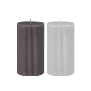 Candle Pillar Round Grey 7x14cm