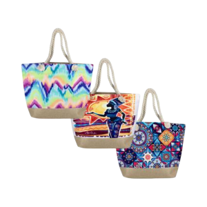 Beach Bag 50X37X13Cm Asstd W Rope Handle