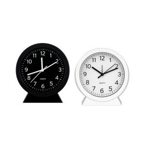 Clock Alarm Plastic Round On Stand 15Cm Asstd