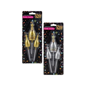 Candle Birthday Metallic Bottles 3Pce