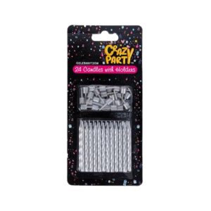 Candle Birthday 24 Candles Holders Silv