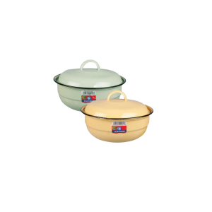 Food Dish Enamel 20cm with Lid Plain