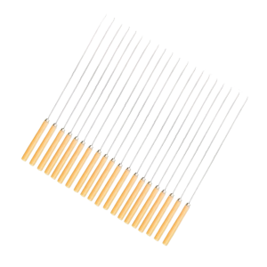 10pcs Stainless Steel Skewers Multi Functional Metal Bbq Skewers Wooden