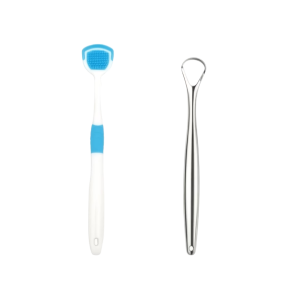 Brand New 2pcs Combination Set Head Plastic and Stainless Steel Tongue Scraper