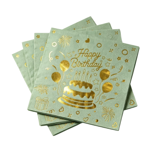 16-Piece Green Happy Birthday Party Napkins