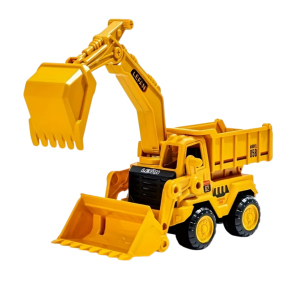 Toy Construction Vehicle with Excavator and Bulldozer Features