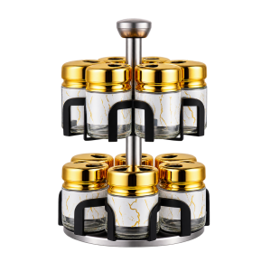 12-Piece Gold Glass Spice Jar Set